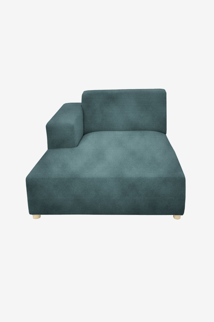 Earl velvet chaise longue links grijs blauw