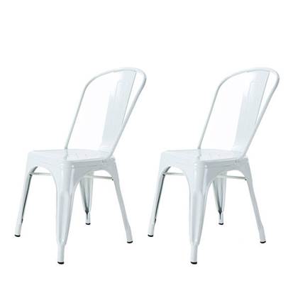 Legend industriële café stoel - Metalen eetkamerstoel - Wit - Set van