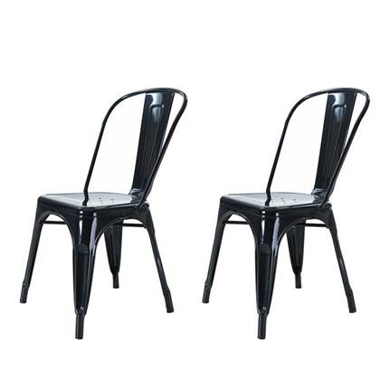Legend industriële café stoel - Metalen eetkamerstoel - Zwart - Set