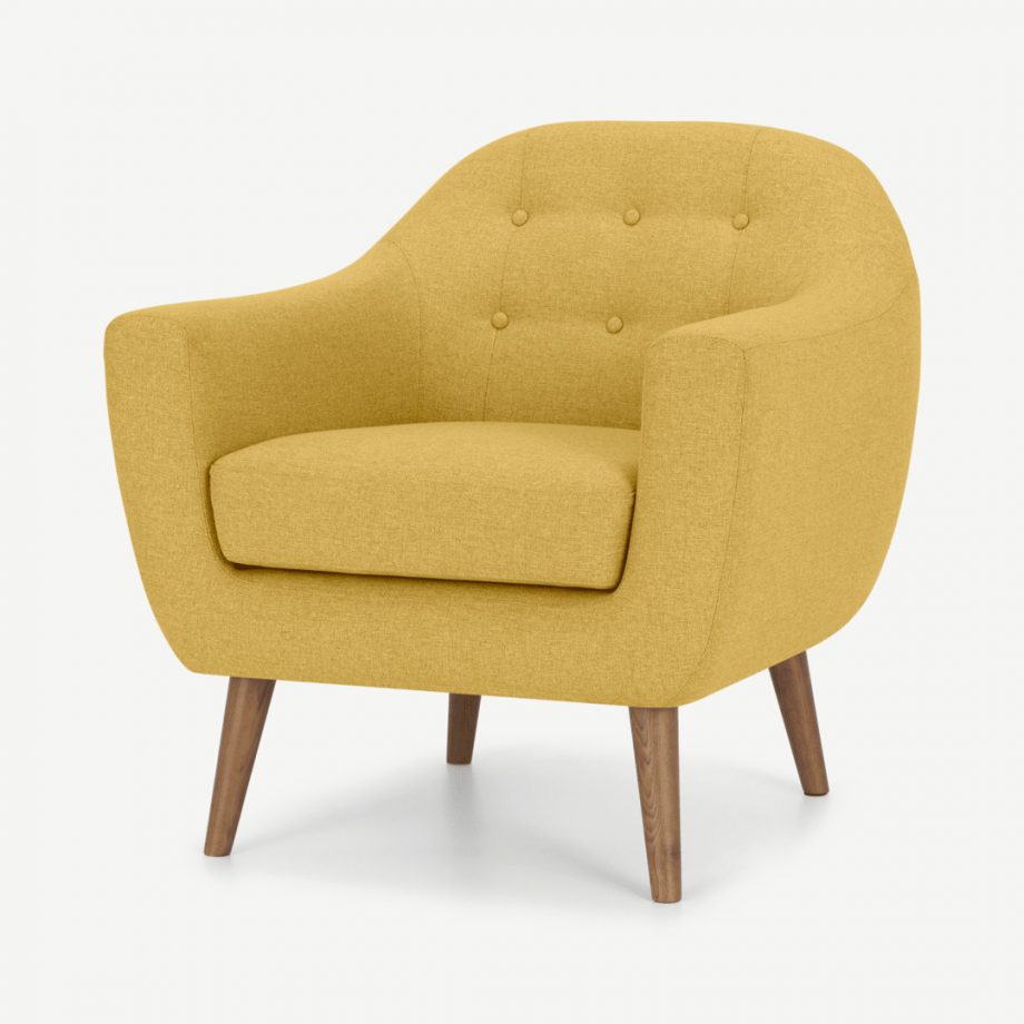 Ritchie fauteuil, Orleans geel textuurgeweven