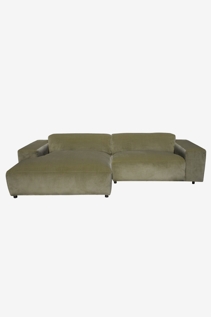 King 3-zits bank chaise longue links grass