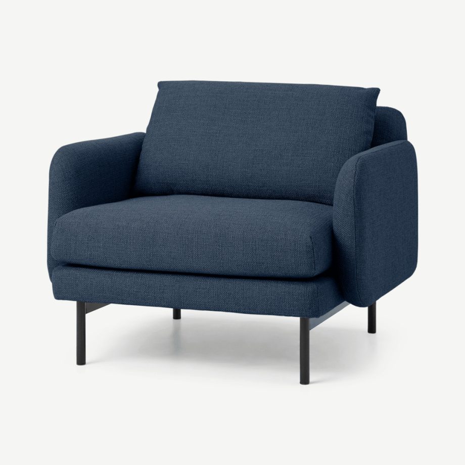 Miro fauteuil, nachtblauw textuurgeweven