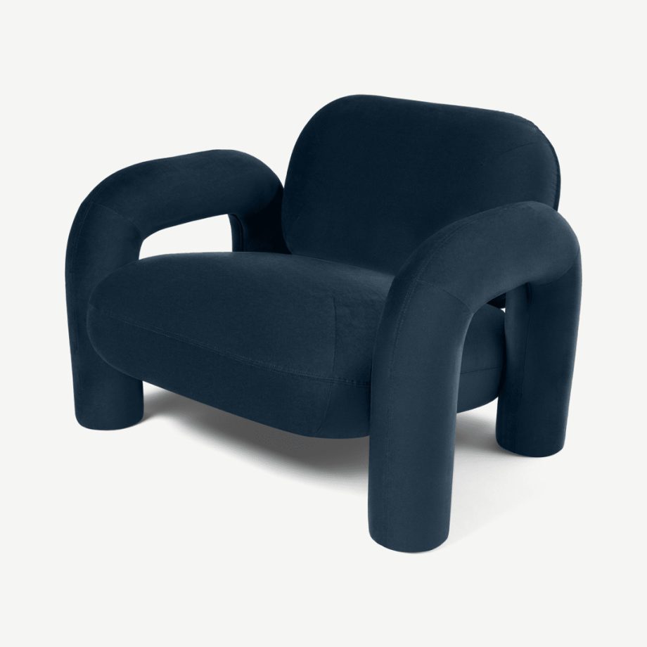 Bobo fauteuil, oceaanblauw gerecycled fluweel