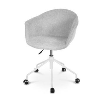 Nolon Nout bureaustoel grijs met armleuningen - wit onderstel