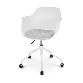 Nolon Nout bureaustoel wit met armleuningen en grijs zitkussen - wit