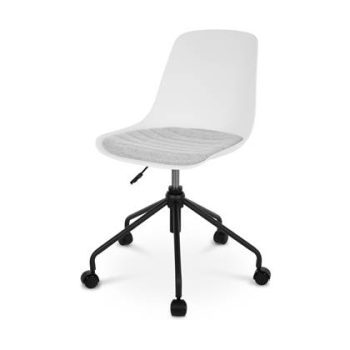 Nolon Nout bureaustoel wit met grijs zitkussen - zwart onderstel