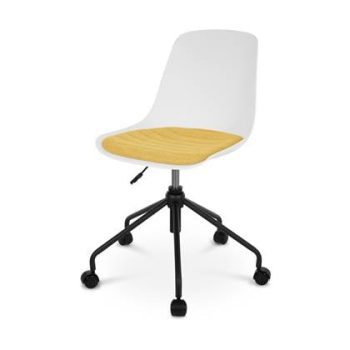 Nolon Nout bureaustoel wit met okergeel zitkussen - zwart onderstel