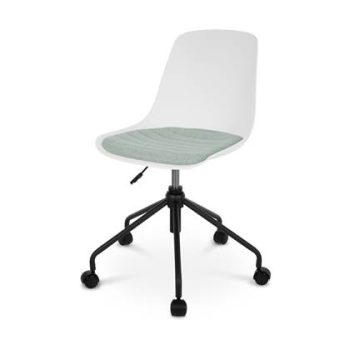 Nolon Nout bureaustoel wit met zacht groen zitkussen - zwart onderstel