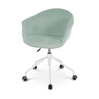 Nolon Nout bureaustoel zacht groen met armleuningen - wit onderstel