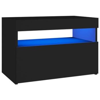 vidaXL Nachtkastje met LED-verlichting 60x35x40 cm bewerkt hout zwart