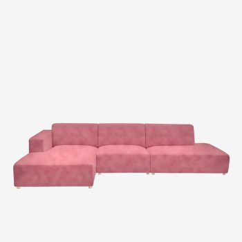 Earl velvet 4-zits bank chaise longue links otto longue rechts pink