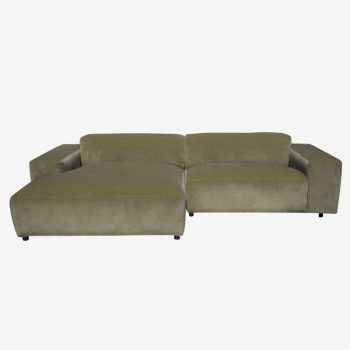 King 3-zits bank chaise longue links grass