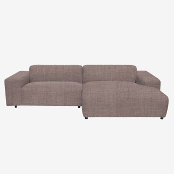 King 3-zits bank chaise longue rechts dentro brown