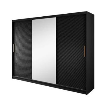 Meubella Kledingkast Resort - Mat zwart - 250 cm - Met spiegel