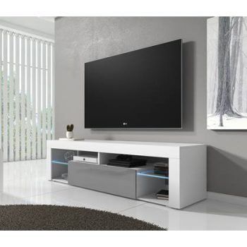 Meubella TV-Meubel Fancy - Grijs - Wit - 140 cm - Met LED